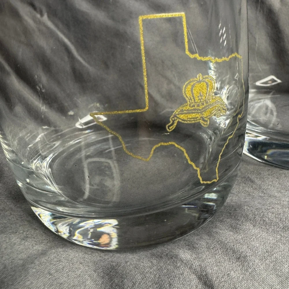 Set of 2 Texas Map‎ Crown Whiskey Rocks Glasses